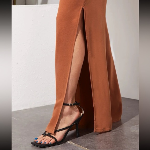 Luxe crisscross open back slit thigh cami jumpsuit - Picture 10 of 12